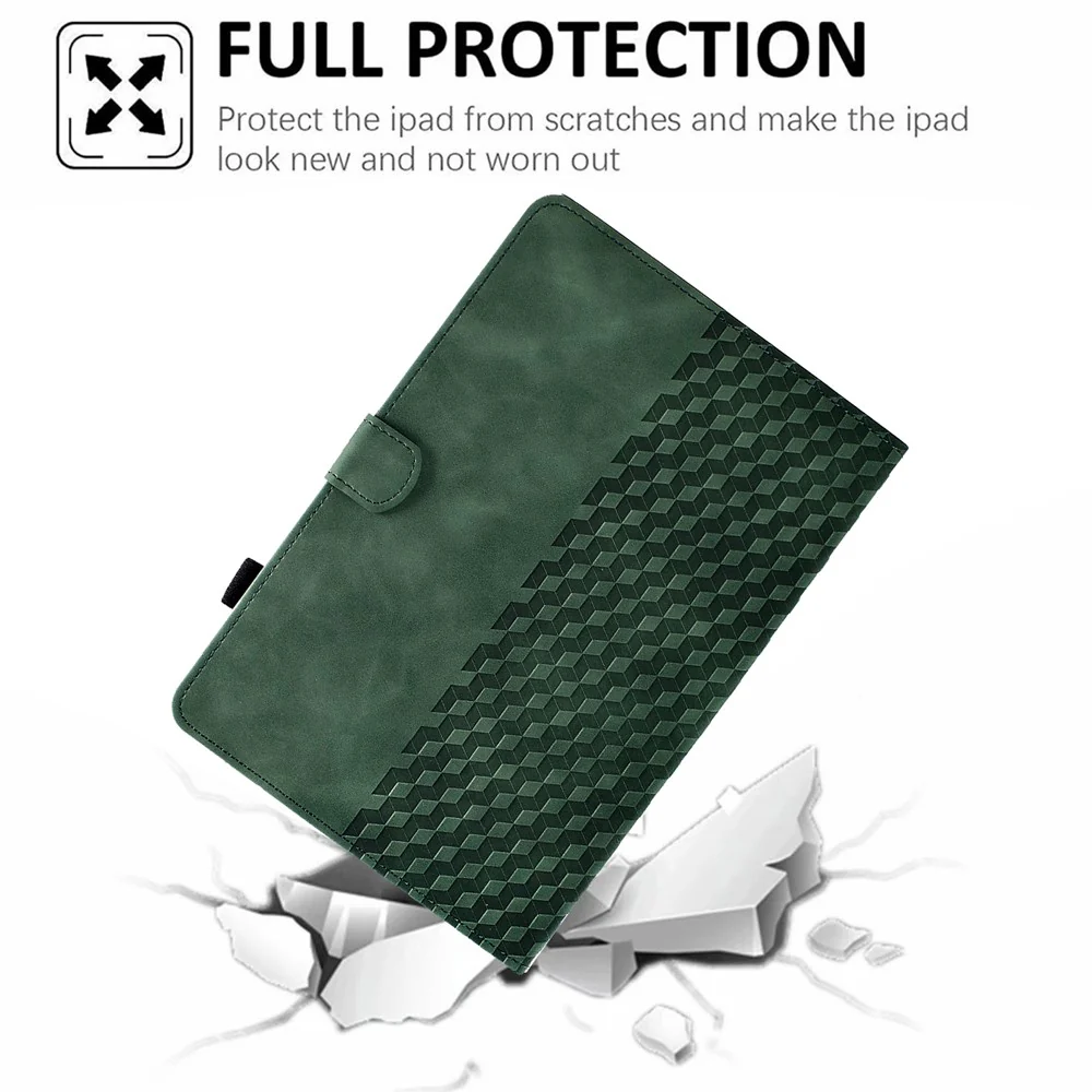 For Lenovo Xiaoxin Pad 11 2025 Case Card Slots Block Pattern Leather Cover - Green - Image 7