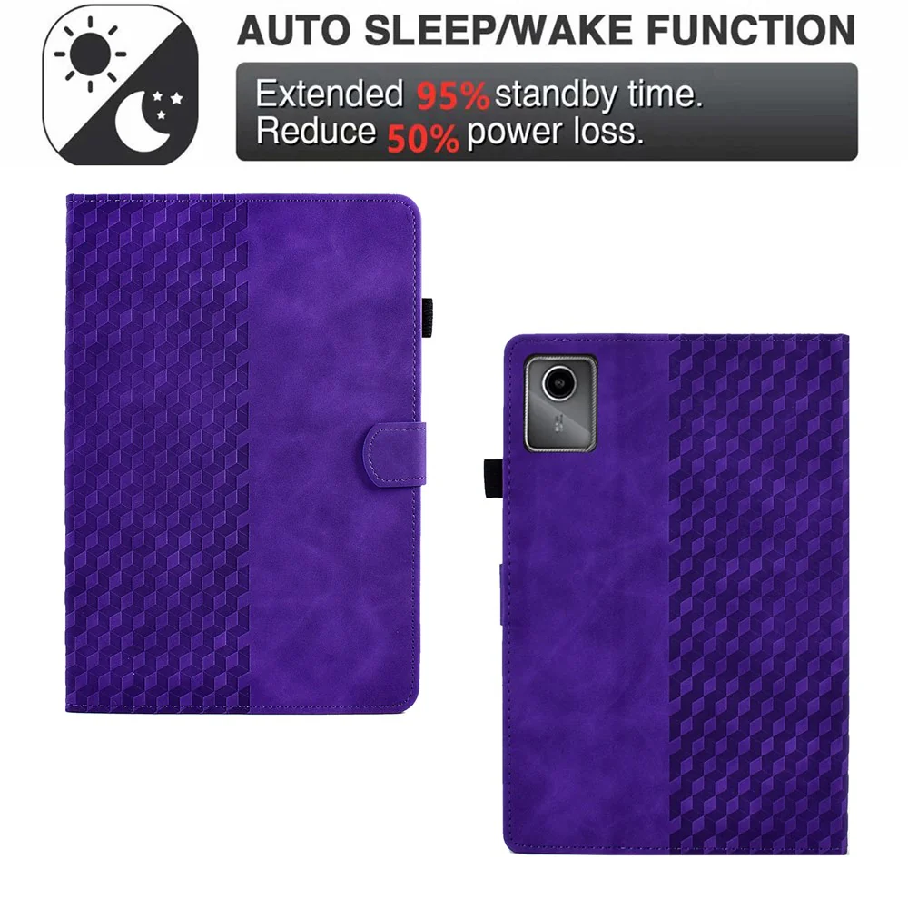 For Lenovo Xiaoxin Pad 11 2025 Case Card Slots Block Pattern Leather Cover - Purple - Image 5