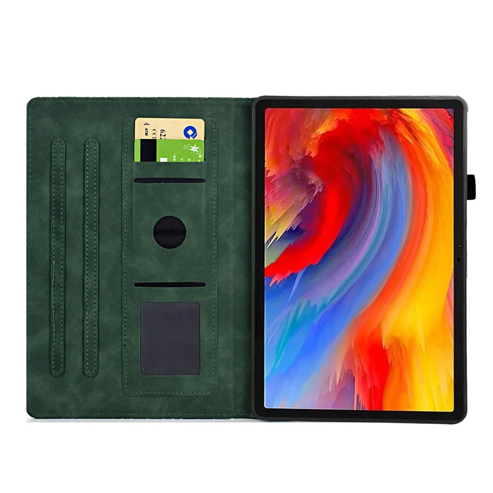 For Lenovo Xiaoxin Pad 11 2025 Case Card Slots Stand Rhombus Auto Wake / Sleep Leather Cover - Green - Image 2