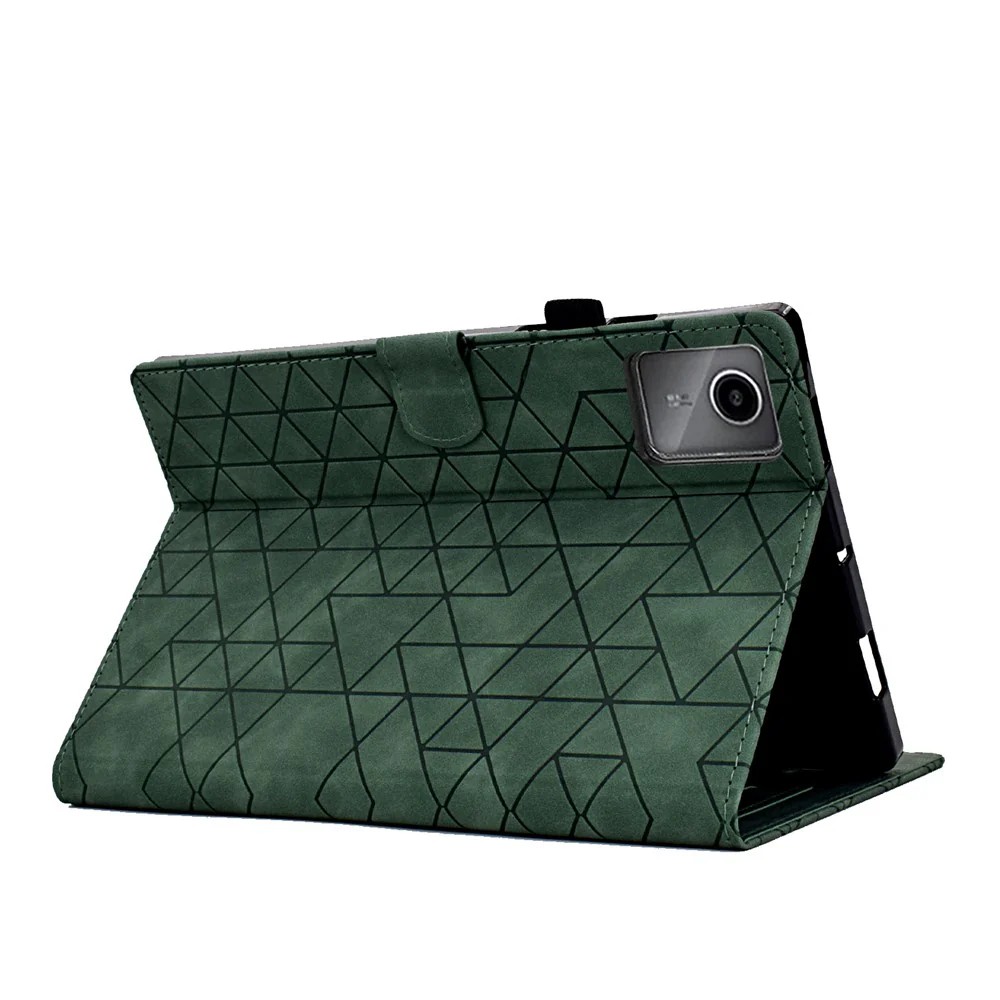 For Lenovo Xiaoxin Pad 11 2025 Case Card Slots Stand Rhombus Auto Wake / Sleep Leather Cover - Green - Image 4