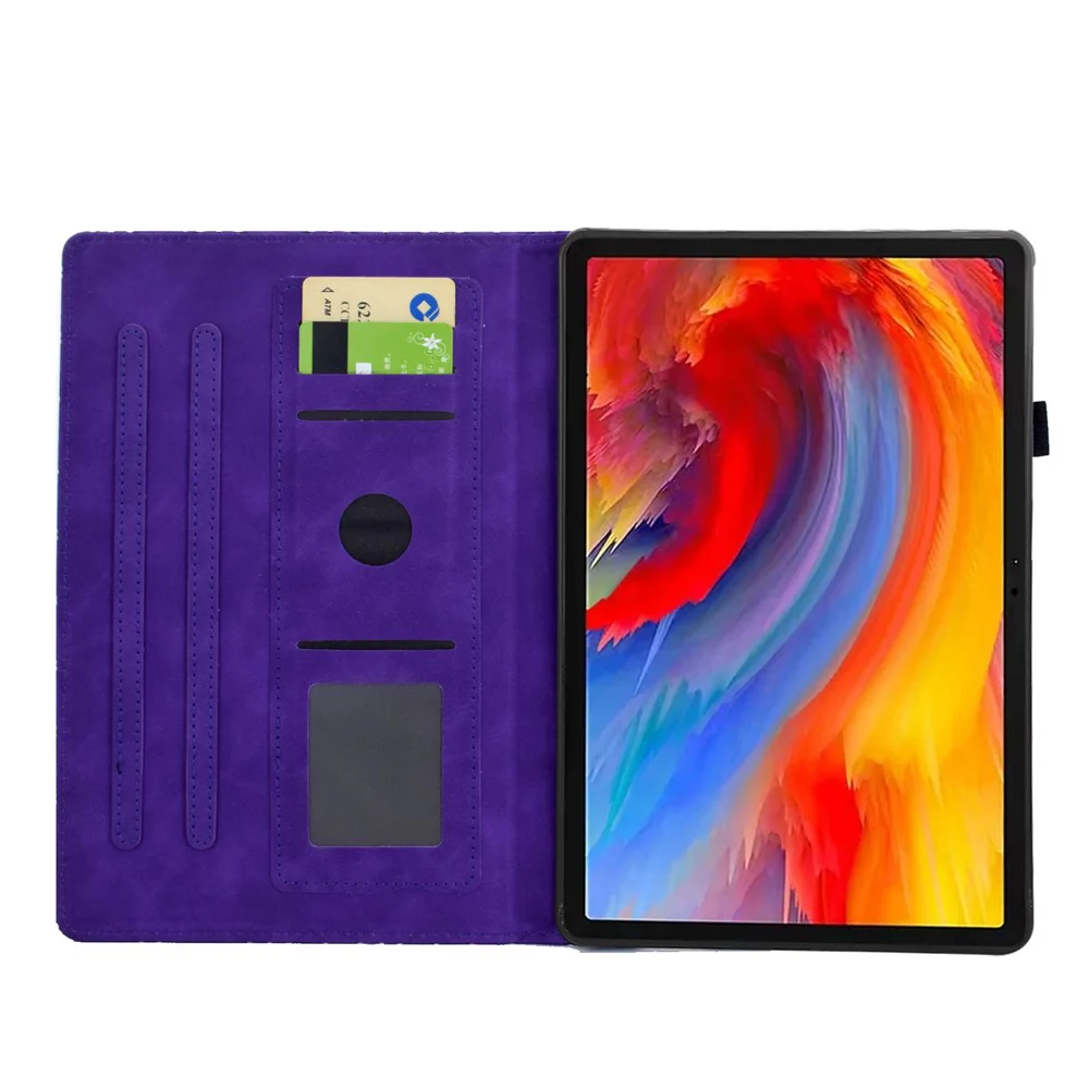 For Lenovo Xiaoxin Pad 11 2025 Case Card Slots Stand Rhombus Auto Wake / Sleep Leather Cover - Purple - Image 2