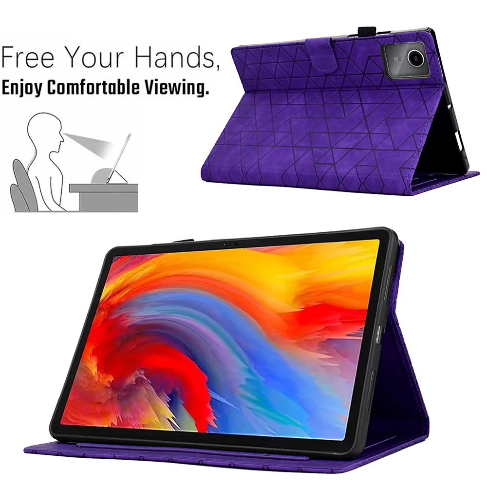 For Lenovo Xiaoxin Pad 11 2025 Case Card Slots Stand Rhombus Auto Wake / Sleep Leather Cover - Purple - Image 6
