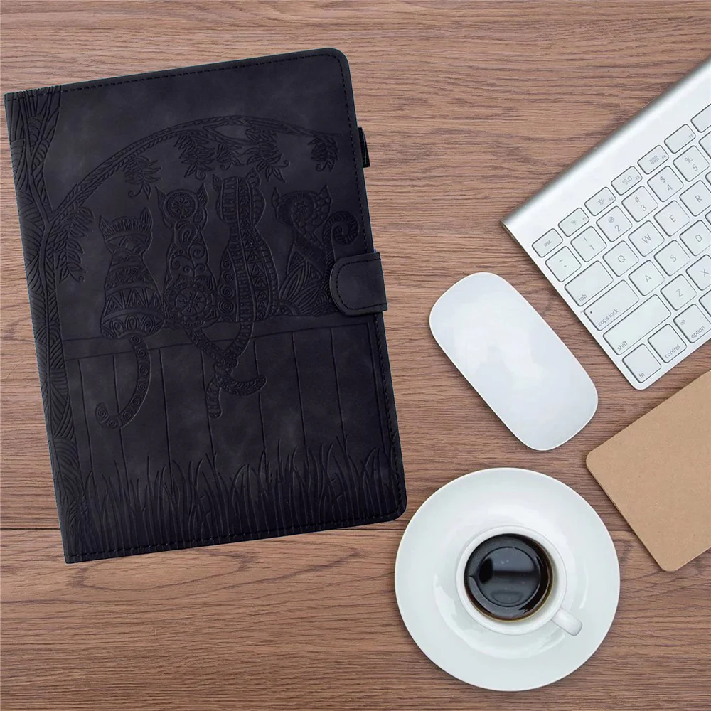 For Lenovo Xiaoxin Pad 11 2025 Case Cats Imprinted PU Leather Card Slots Tablet Cover - Black - Image 8
