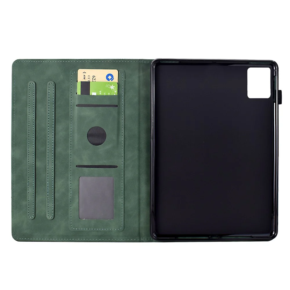 For Lenovo Xiaoxin Pad 11 2025 Case Cats Imprinted PU Leather Card Slots Tablet Cover - Green - Image 2
