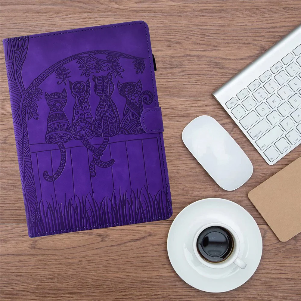 For Lenovo Xiaoxin Pad 11 2025 Case Cats Imprinted PU Leather Card Slots Tablet Cover - Purple - Image 8