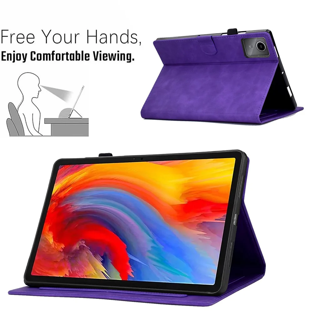 For Lenovo Xiaoxin Pad 11 2025 Case Flower Butterfly Imprinted Card Slots Leather Cover - Purple - Image 6