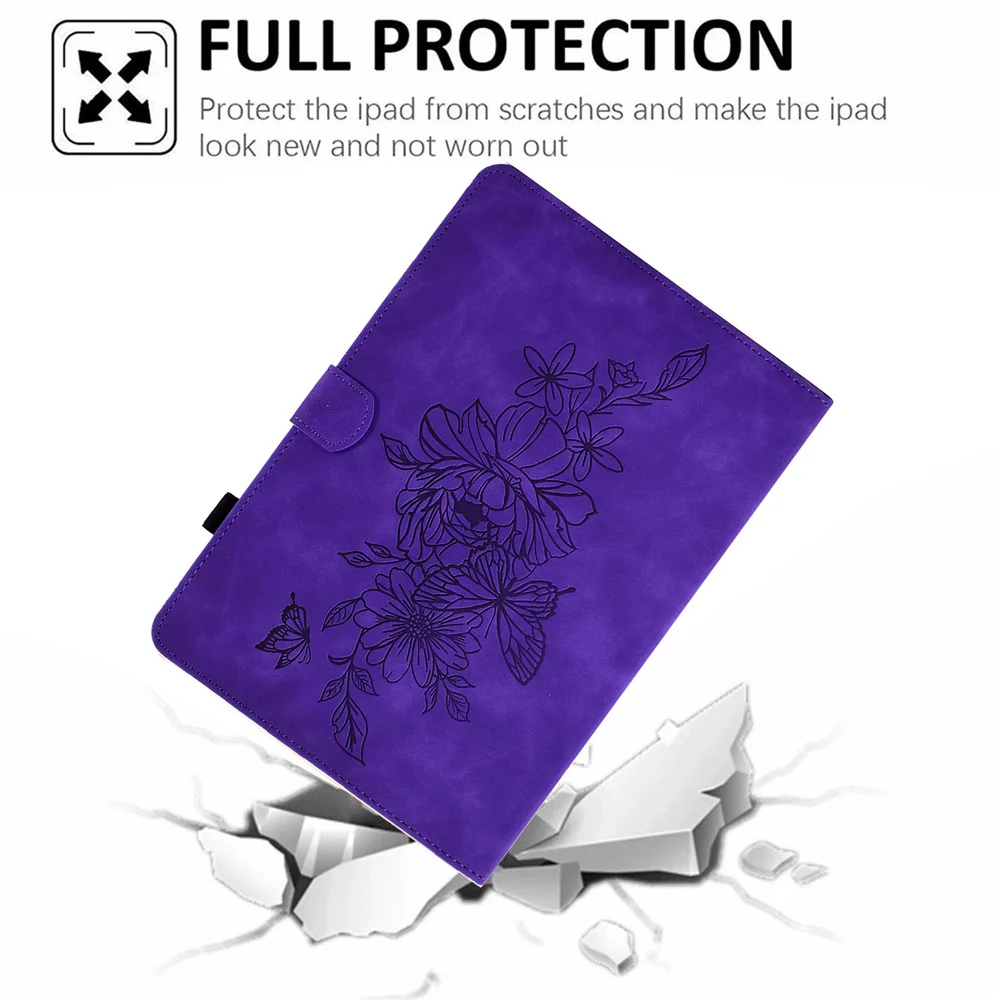 For Lenovo Xiaoxin Pad 11 2025 Case Flower Butterfly Imprinted Card Slots Leather Cover - Purple - Image 7