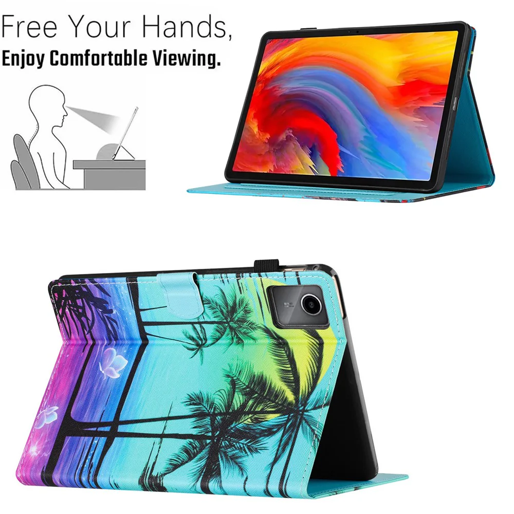 For Lenovo Xiaoxin Pad 11 2025 Case Pattern Printing Leather Tablet Cover with Card Holder - Coconut Tree - Image 5