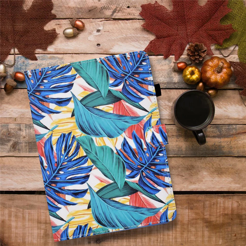 For Lenovo Xiaoxin Pad 11 2025 Case Pattern Printing Leather Tablet Cover with Card Holder - Leaves - Image 8