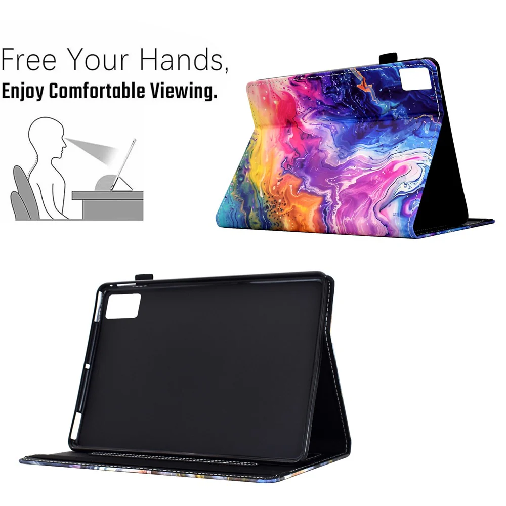 For Lenovo Xiaoxin Pad 11 2025 Case Pattern Printing Leather Tablet Cover with Card Holder - Marble Pattern - Image 6