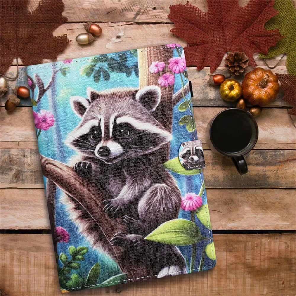 For Lenovo Xiaoxin Pad 11 2025 Case Pattern Printing Leather Tablet Cover with Card Holder - Raccoon - Image 8