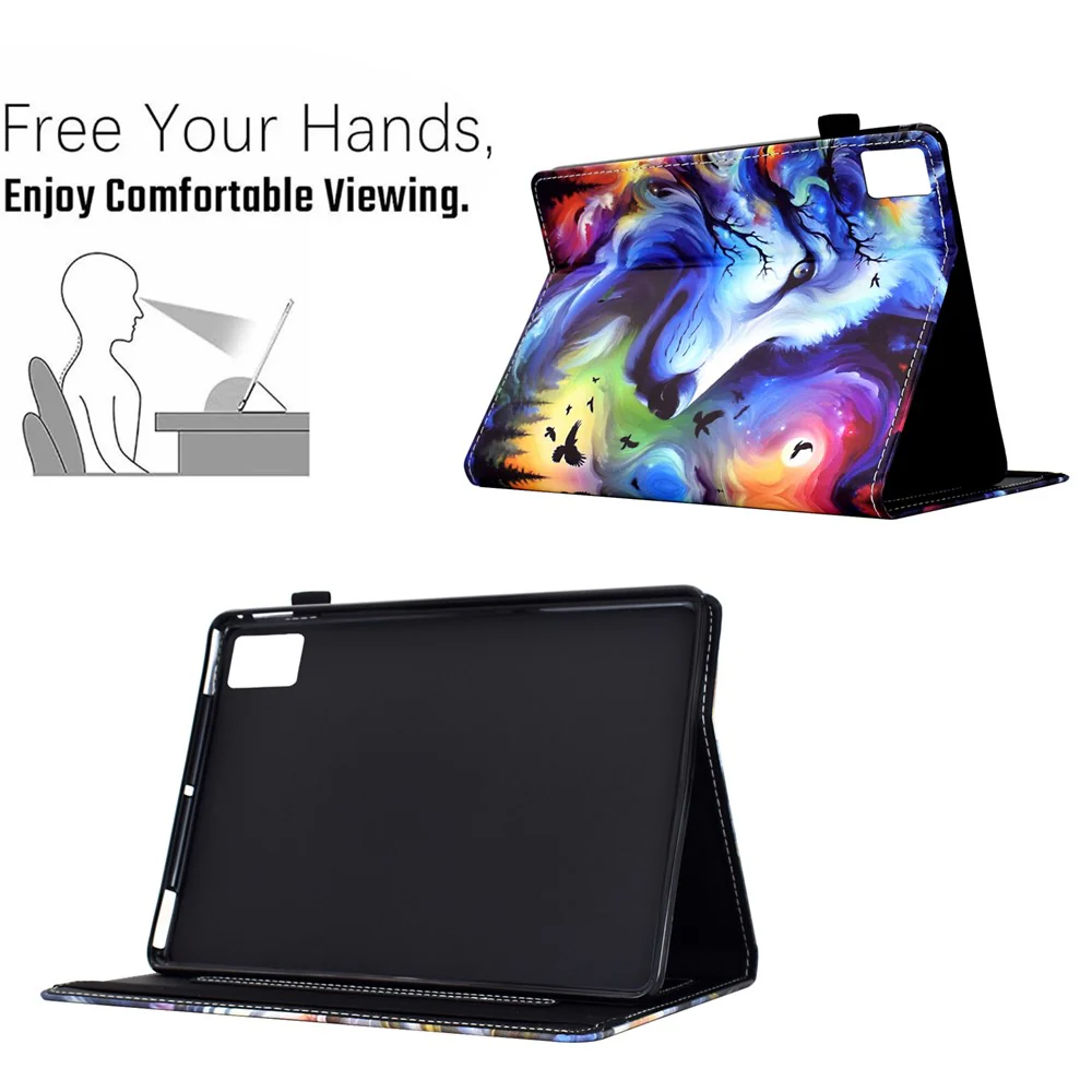 For Lenovo Xiaoxin Pad 11 2025 Case Pattern Printing Leather Tablet Cover with Card Holder - Star Wolf - Image 6
