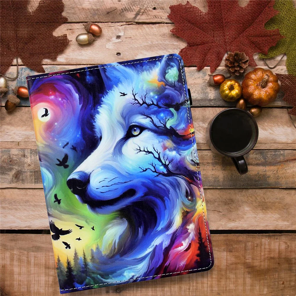 For Lenovo Xiaoxin Pad 11 2025 Case Pattern Printing Leather Tablet Cover with Card Holder - Star Wolf - Image 8