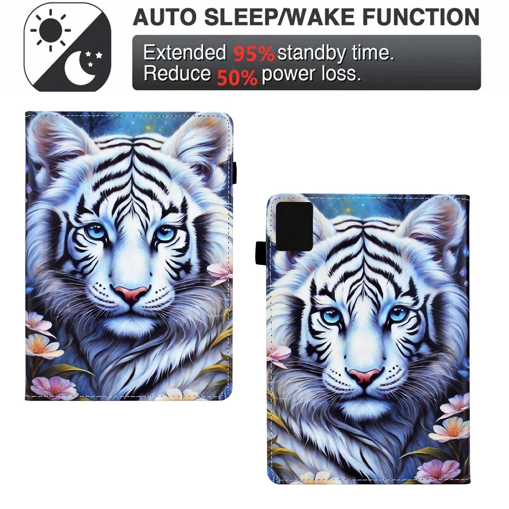 For Lenovo Xiaoxin Pad 11 2025 Case Pattern Printing Leather Tablet Cover with Card Holder - Tiger - Image 5