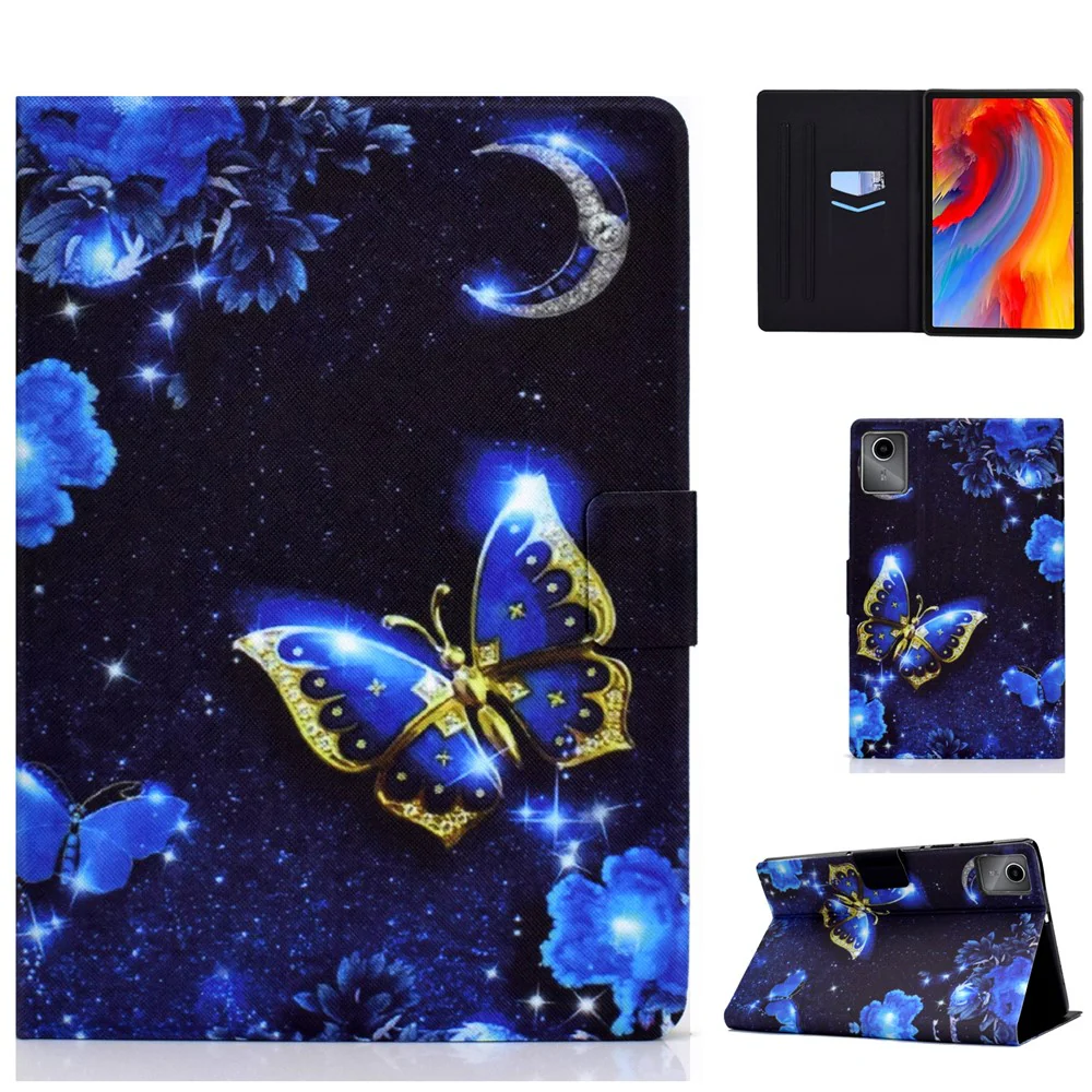 For Lenovo Xiaoxin Pad 11 2025 Case Stand Pattern Printed Leather Cover - Blue Butterfly