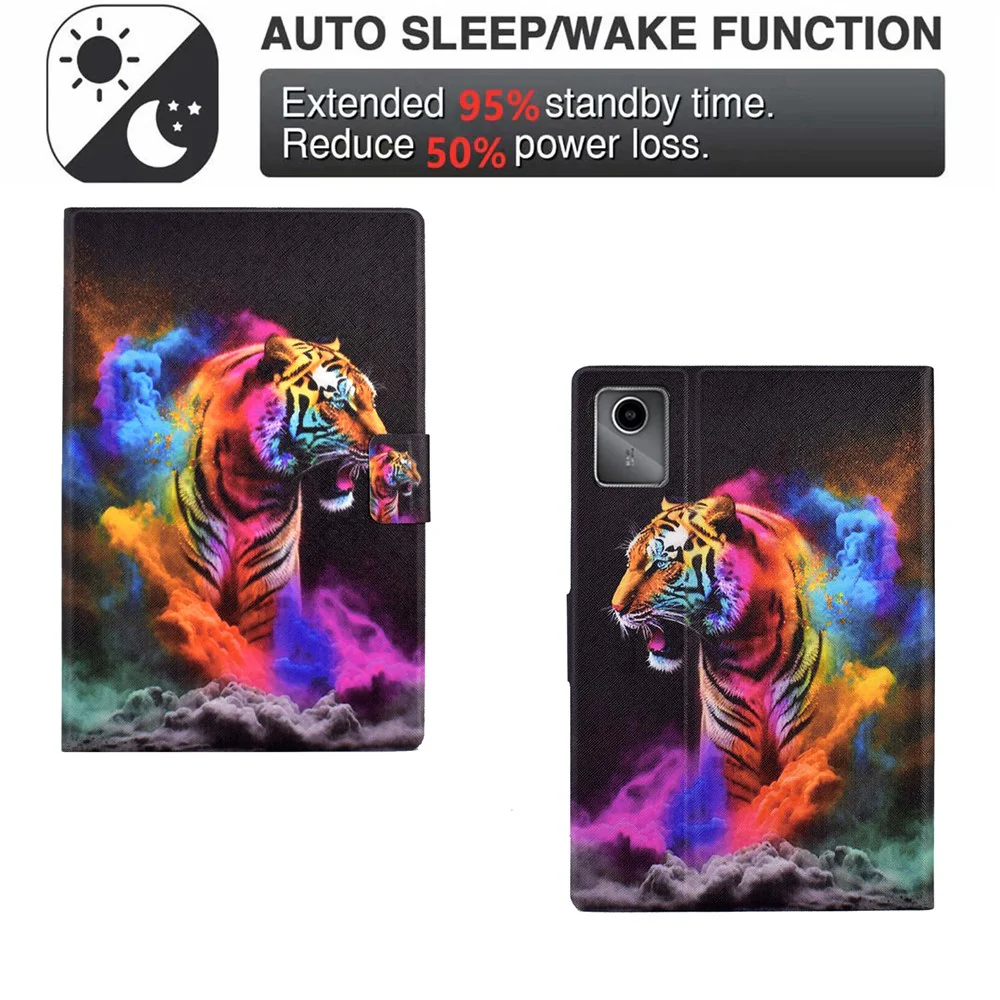 For Lenovo Xiaoxin Pad 11 2025 Case Stand Pattern Printed Leather Cover - Colorful Tiger - Image 5