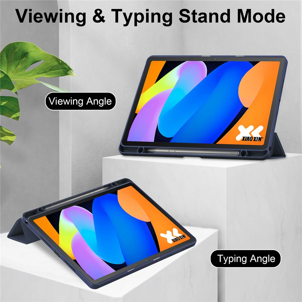For Lenovo Xiaoxin Pad 11 2025 / Idea Tab (TB336ZU / TB336FU) Case Clear Acrylic Leather Tablet Cover Support Auto Sleep / Wake - Dark Blue - Image 2