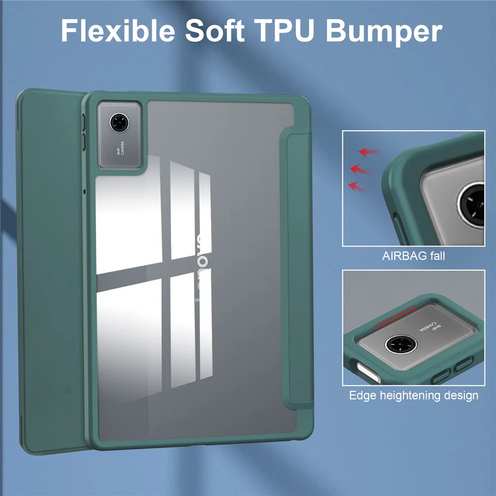 For Lenovo Xiaoxin Pad 11 2025 / Idea Tab (TB336ZU / TB336FU) Case Clear Acrylic Leather Tablet Cover Support Auto Sleep / Wake - Green - Image 4