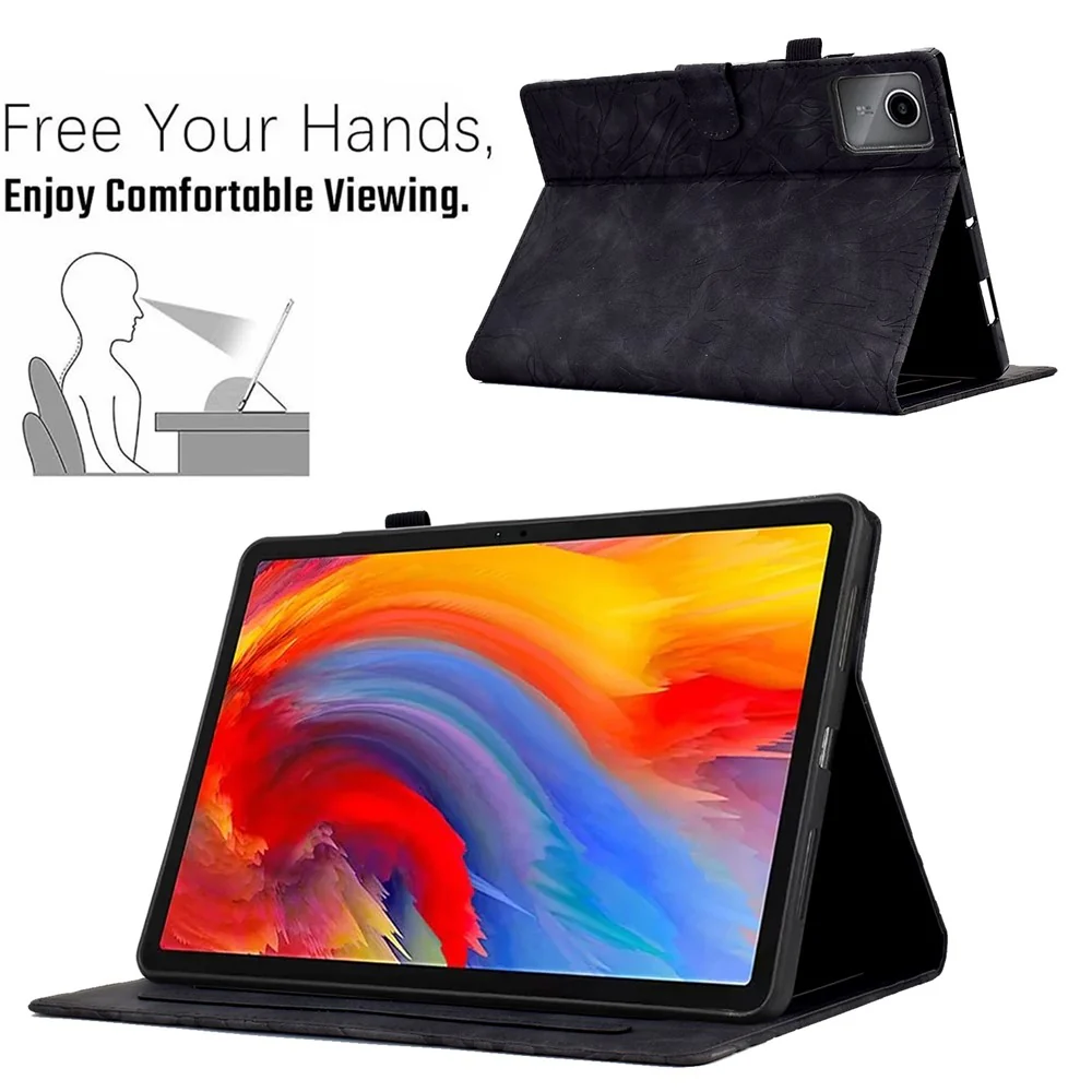 For Lenovo Xiaoxin Pad 11 2025 Leather Case Tree Pattern Card Slots Stand Cover - Black - Image 6