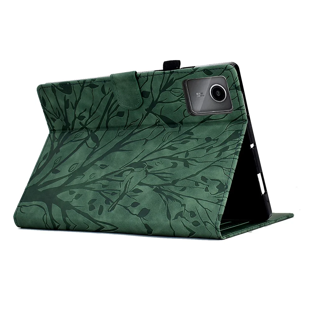 For Lenovo Xiaoxin Pad 11 2025 Leather Case Tree Pattern Card Slots Stand Cover - Green - Image 4