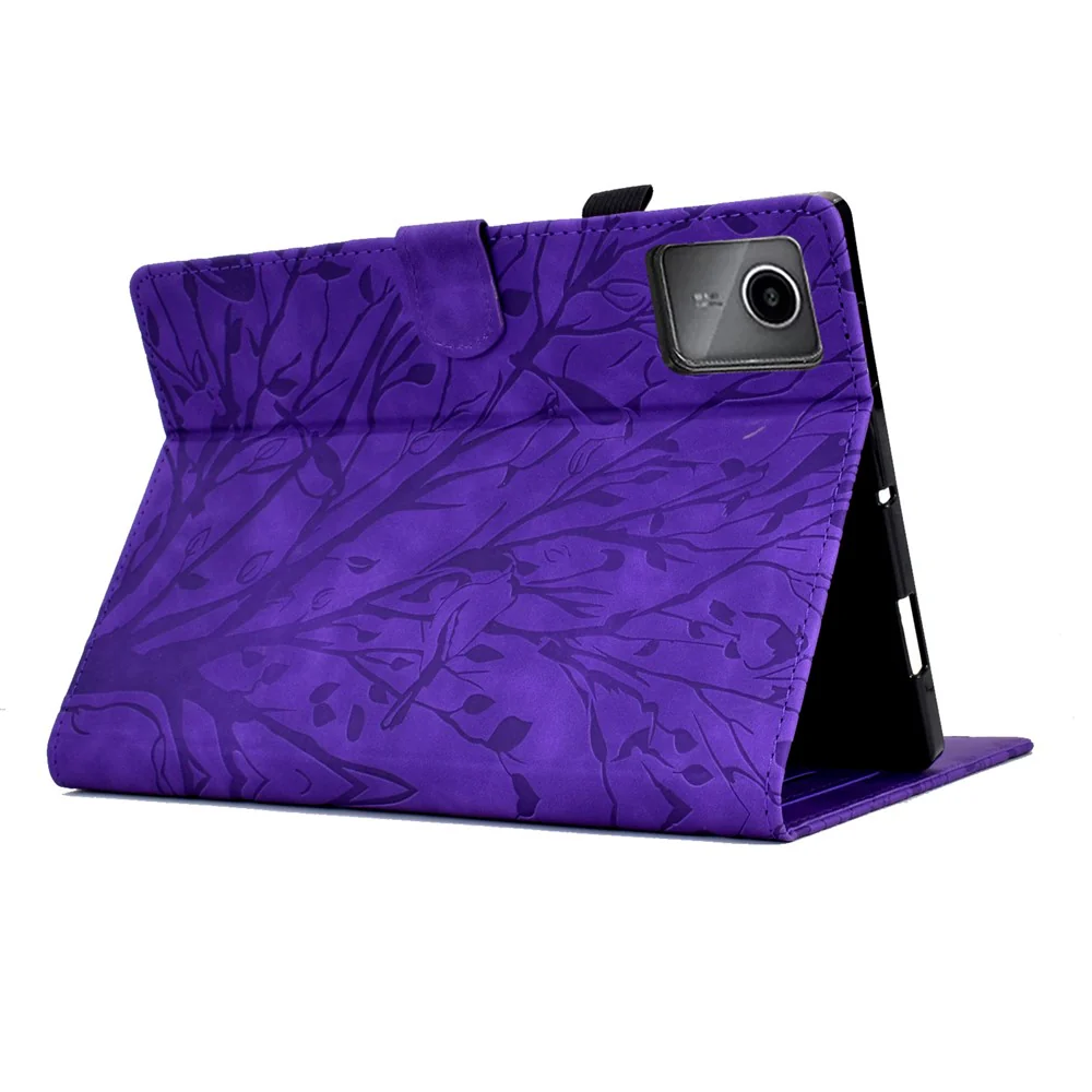 For Lenovo Xiaoxin Pad 11 2025 Leather Case Tree Pattern Card Slots Stand Cover - Purple - Image 4