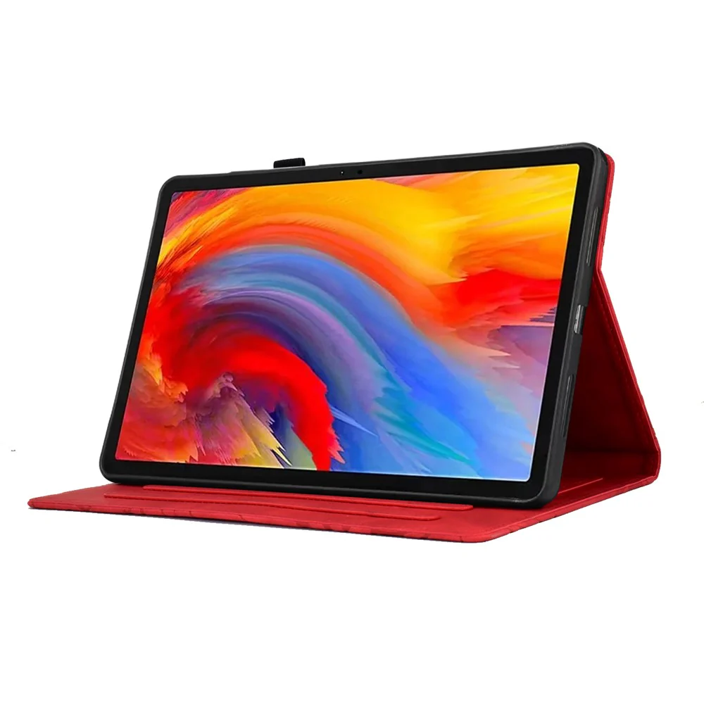 For Lenovo Xiaoxin Pad 11 2025 Leather Case Tree Pattern Card Slots Stand Cover - Red - Image 3