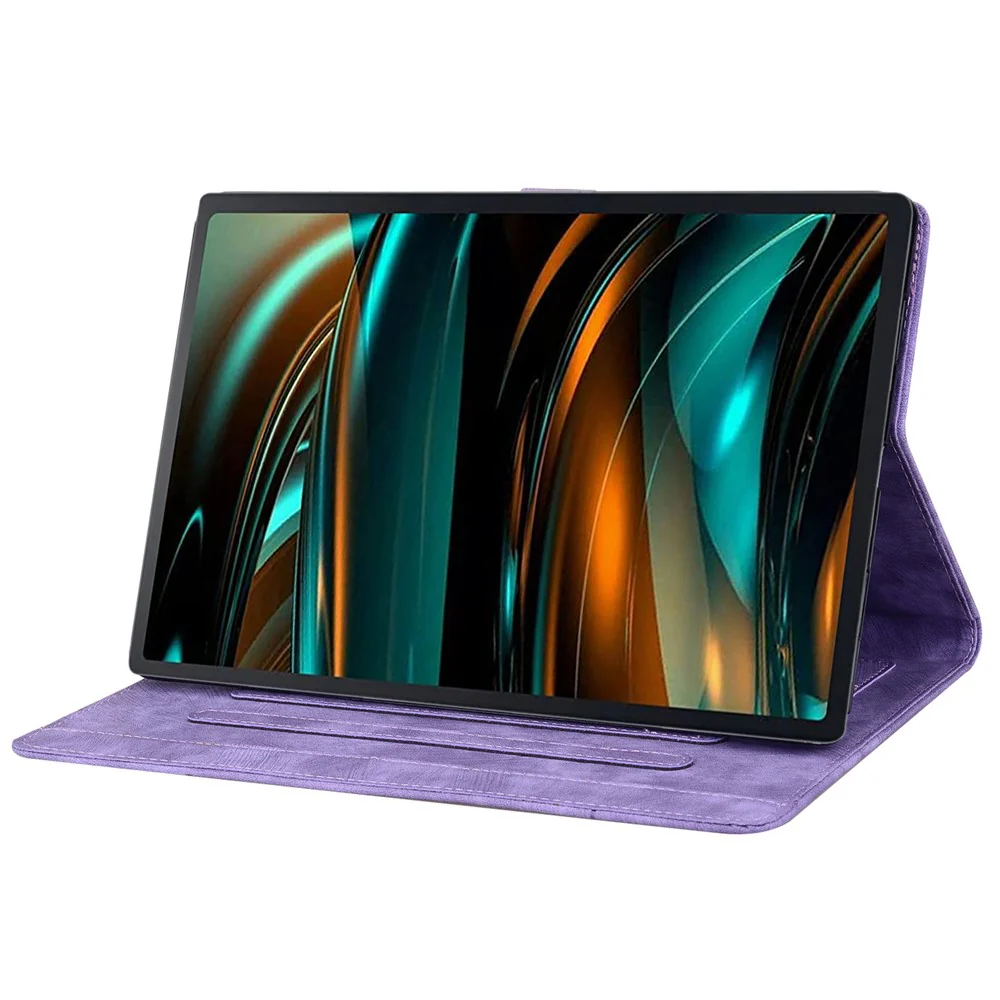 For Lenovo Xiaoxin Pad 11 2025 / Tab K11 Gen 2 TB336 / Tab M11 Case Card Slots Leather Tablet Stand Folio Cover Flower Cat - Purple - Image 3