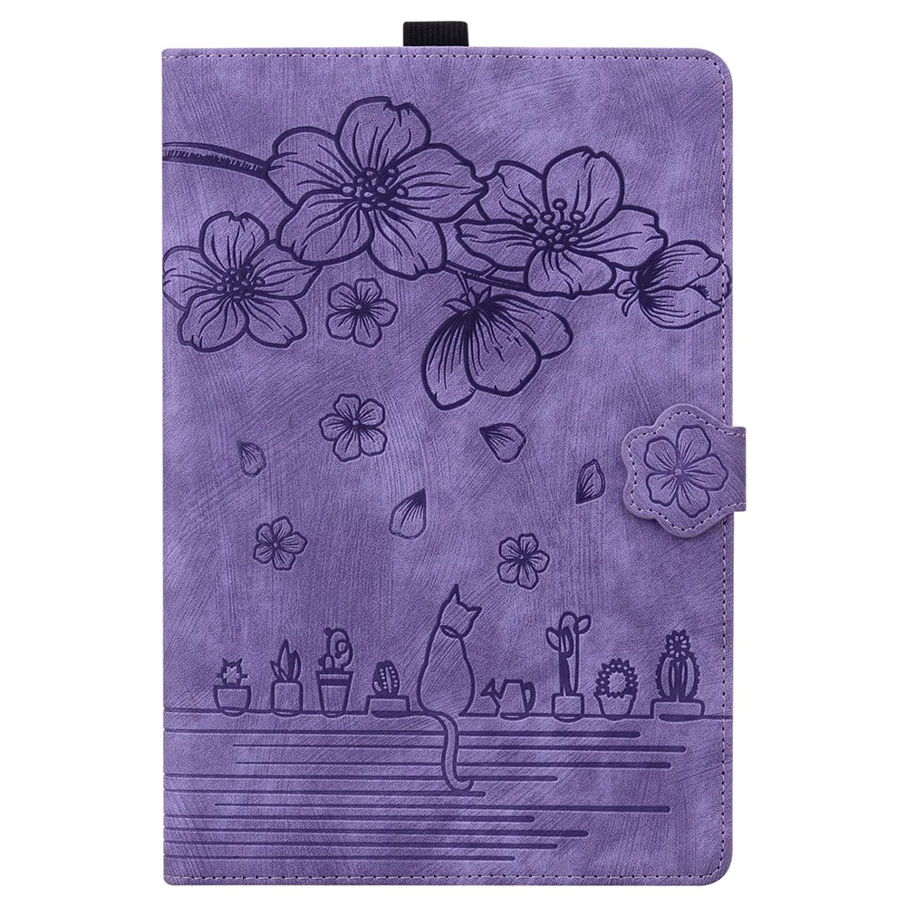 For Lenovo Xiaoxin Pad 11 2025 / Tab K11 Gen 2 TB336 / Tab M11 Case Card Slots Leather Tablet Stand Folio Cover Flower Cat - Purple - Image 6