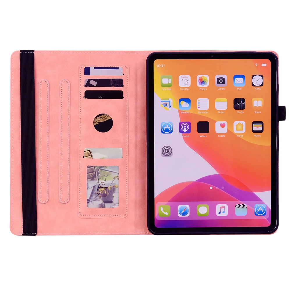 For Lenovo Xiaoxin Pad 11 2025 / Tab K11 Gen 2 TB336 / Tab M11 Tablet Case Card Slots Leather Cover Flower Pattern - Pink - Image 2