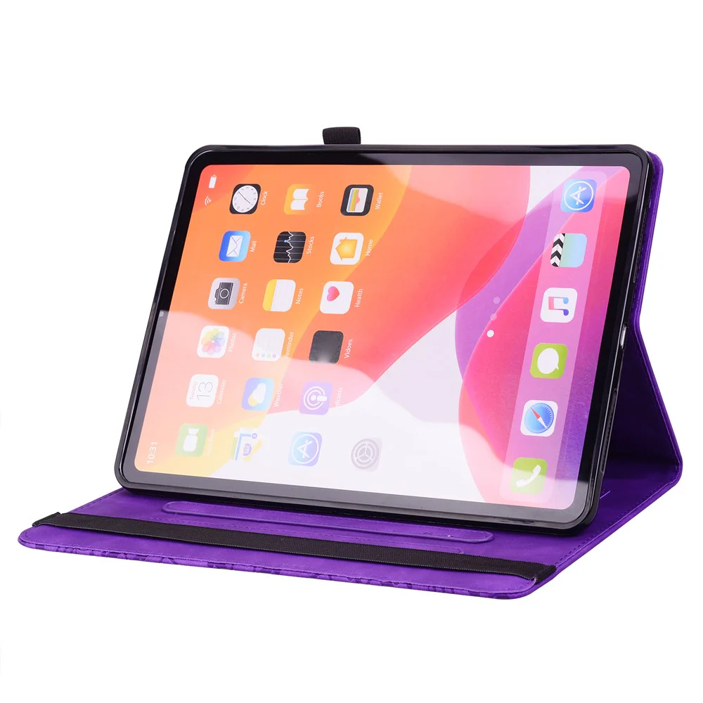 For Lenovo Xiaoxin Pad 11 2025 / Tab K11 Gen 2 TB336 / Tab M11 Tablet Case Card Slots Leather Cover Flower Pattern - Purple - Image 3