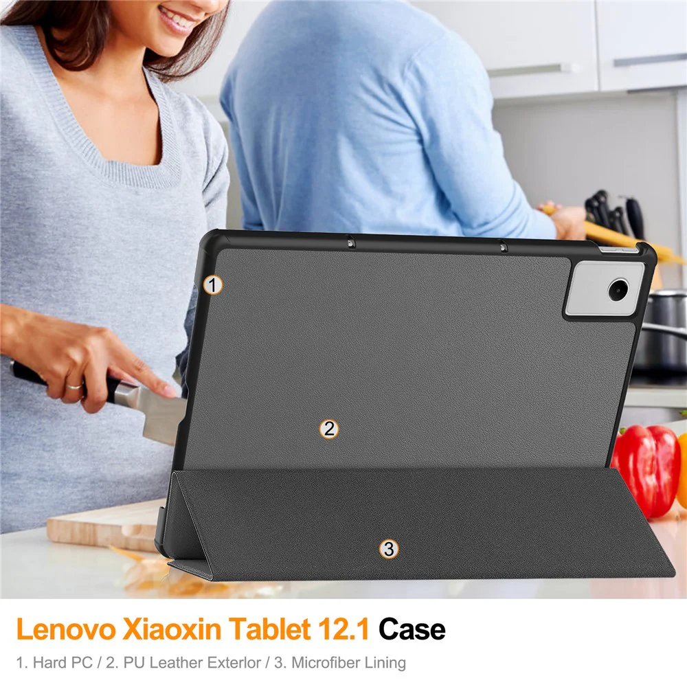For Lenovo Xiaoxin Pad 2025 12.1 inch Case Anti-Drop Leather Stand Tablet Cover - Grey - Image 7