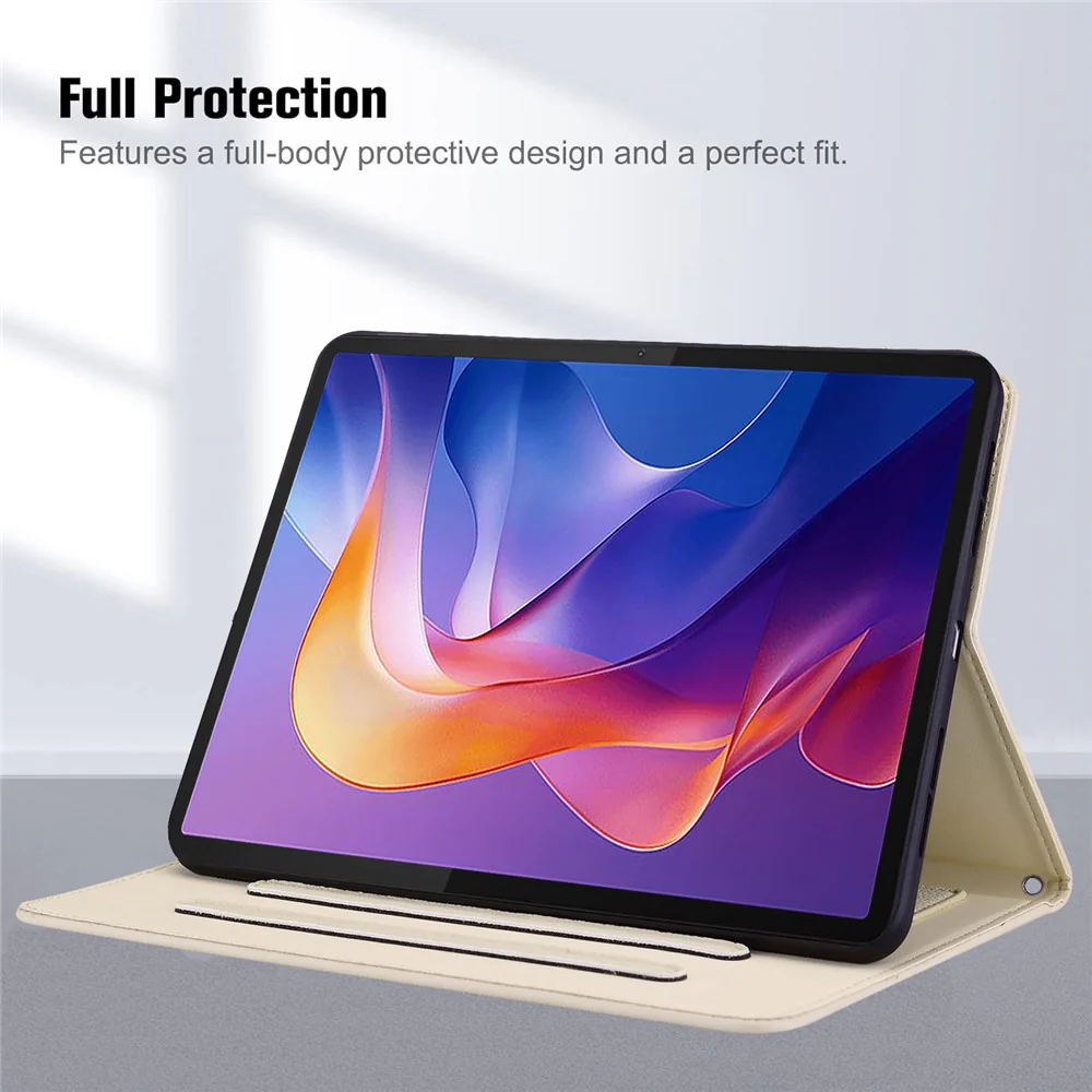 For Lenovo Xiaoxin Pad Pro 12.7 (2025) Case 3D Effect Cat Pattern Leather Stand Table Cover with Wallet, Stylus Holder - Apricot - Image 2