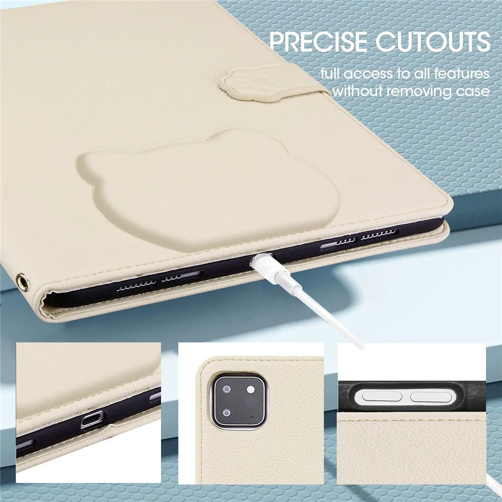 For Lenovo Xiaoxin Pad Pro 12.7 (2025) Case 3D Effect Cat Pattern Leather Stand Table Cover with Wallet, Stylus Holder - Apricot - Image 8