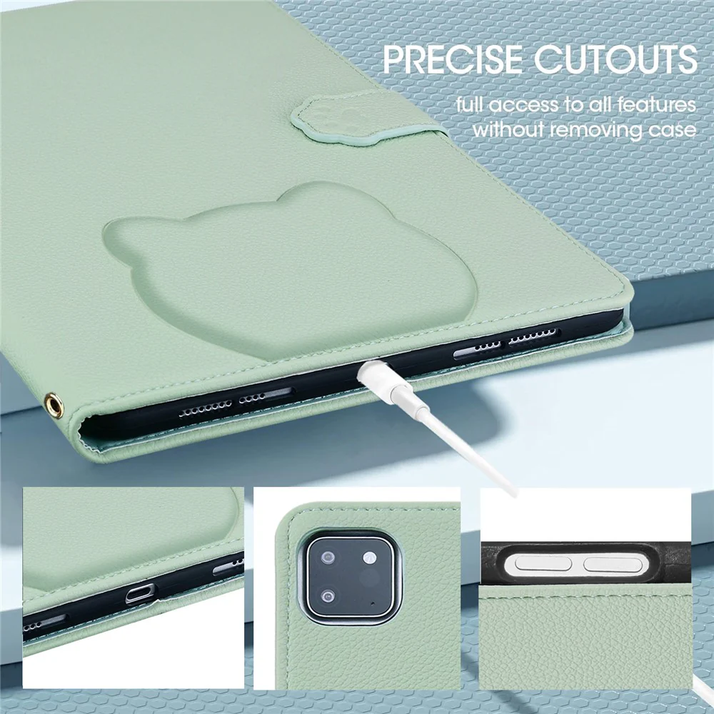For Lenovo Xiaoxin Pad Pro 12.7 (2025) Case 3D Effect Cat Pattern Leather Stand Table Cover with Wallet, Stylus Holder - Green - Image 8