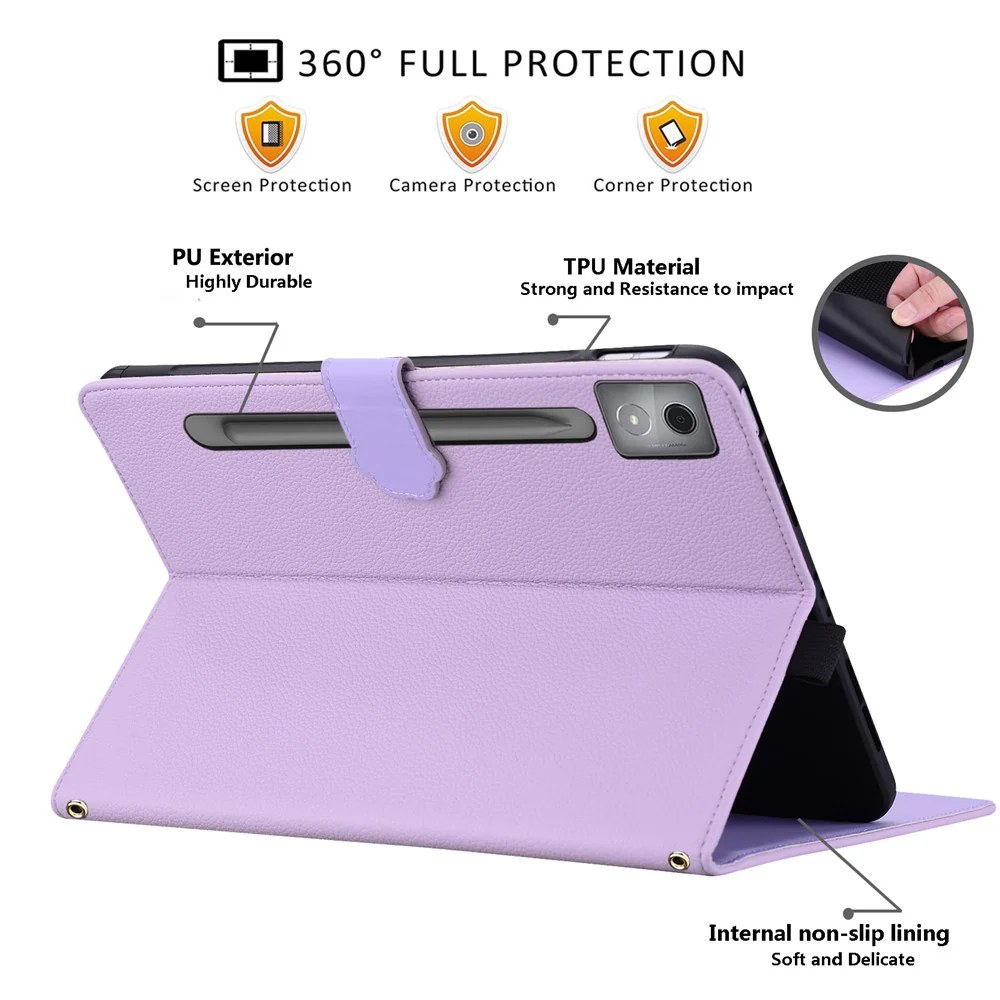 For Lenovo Xiaoxin Pad Pro 12.7 (2025) Case 3D Effect Cat Pattern Leather Stand Table Cover with Wallet, Stylus Holder - Purple - Image 3