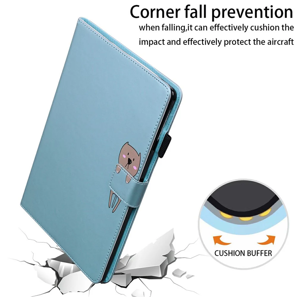 For Lenovo Xiaoxin Pad Pro 12.7 (2025) Case Tablet Stand Leather Cover Card Slots Animal Pattern - Blue - Image 4