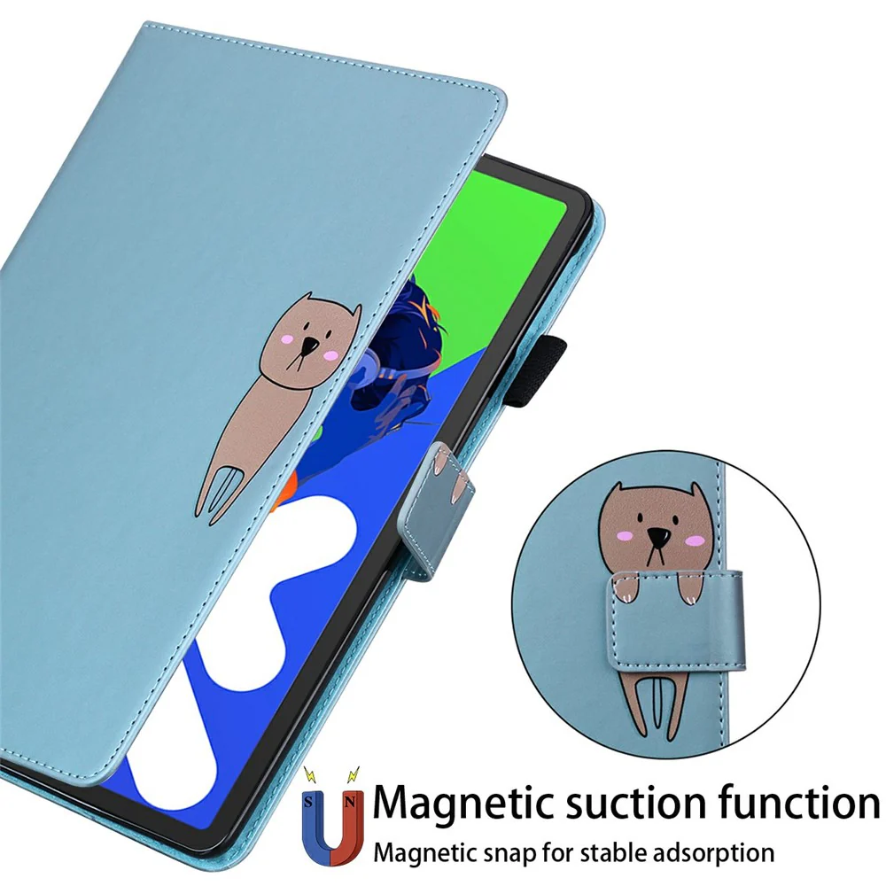For Lenovo Xiaoxin Pad Pro 12.7 (2025) Case Tablet Stand Leather Cover Card Slots Animal Pattern - Blue - Image 5