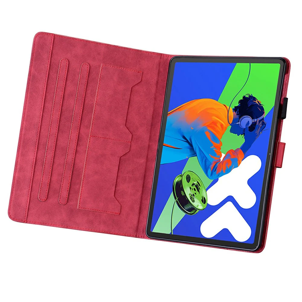 For Lenovo Xiaoxin Pad Pro 12.7 (2025) Case Tablet Stand Leather Cover Card Slots Animal Pattern - Red - Image 2