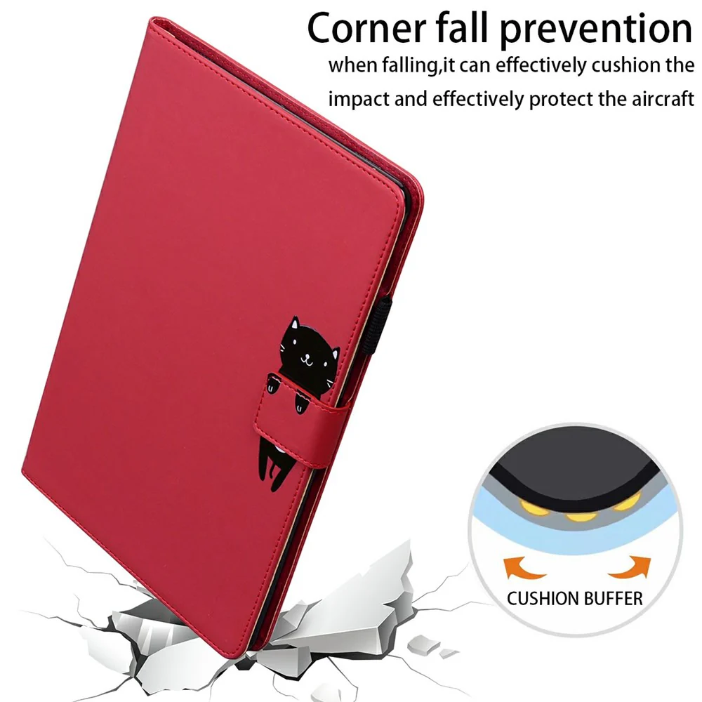 For Lenovo Xiaoxin Pad Pro 12.7 (2025) Case Tablet Stand Leather Cover Card Slots Animal Pattern - Red - Image 4