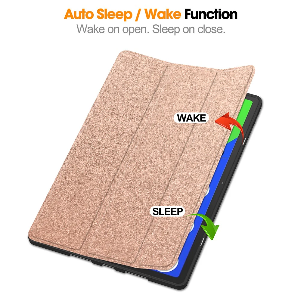 For Lenovo Xiaoxin Pad Pro 12.7 (2025) Stand Case Shock-Absorbent Leather Tablet Cover with Pen Slot - Rose Gold - Image 3