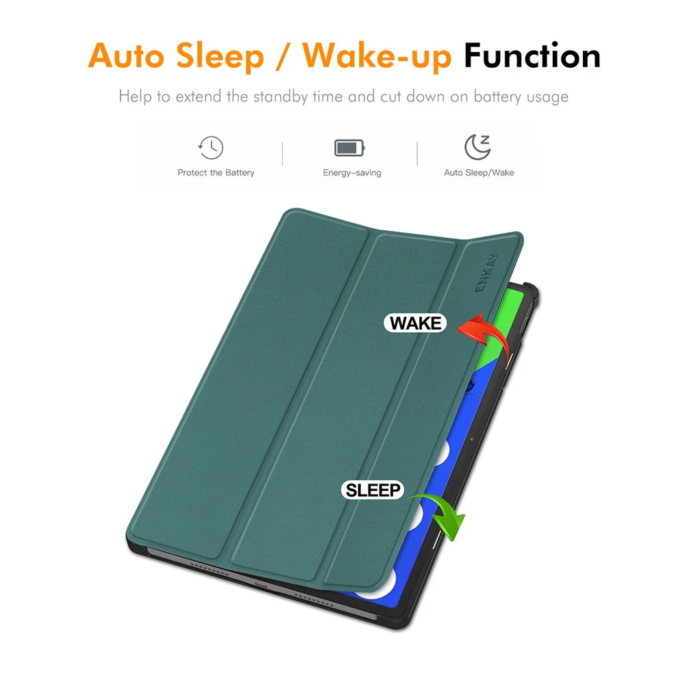For Lenovo Xiaoxin Pad Pro 12.7 (2025) Trifold Stand Cover ENKAY HAT PRINCE PU Leather+PC Tablet Case with Auto Wake / Sleep - Grey - Image 2