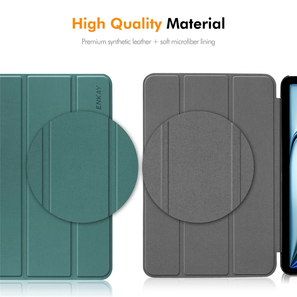 For Lenovo Xiaoxin Pad Pro 12.7 (2025) Trifold Stand Cover ENKAY HAT PRINCE PU Leather+PC Tablet Case with Auto Wake / Sleep - Grey - Image 6