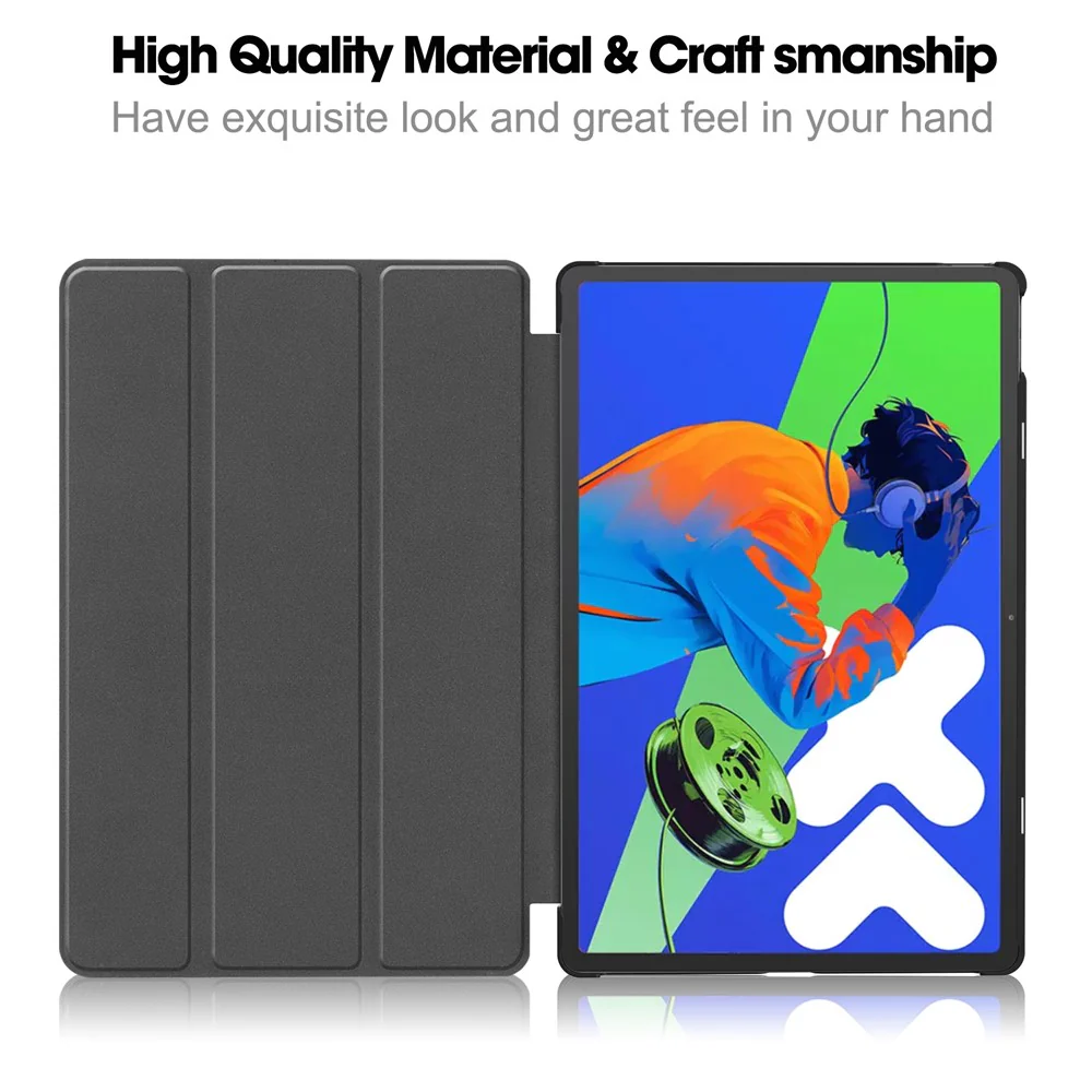 For Lenovo Xiaoxin Pad Pro 12.7 inch Case Anti-Drop Leather Stand Tablet Cover - Green - Image 2