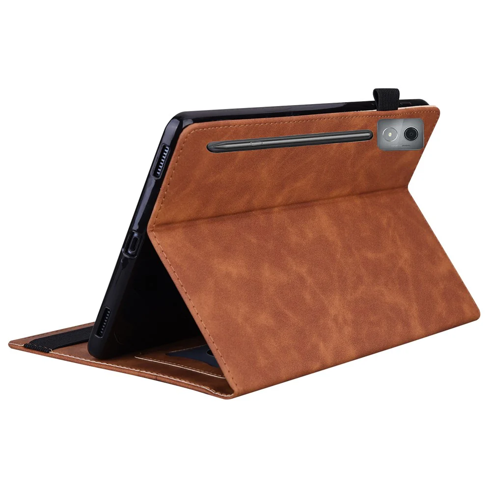 For Lenovo Xiaoxin Pad Pro 12.7 inch Case Card Holder Stand Folio Leather Tablet Cover - Brown - Image 4