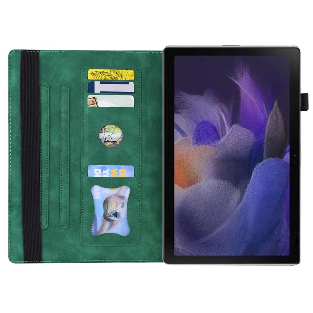 For Lenovo Xiaoxin Pad Pro 12.7 inch Case Card Holder Stand Folio Leather Tablet Cover - Green - Image 2