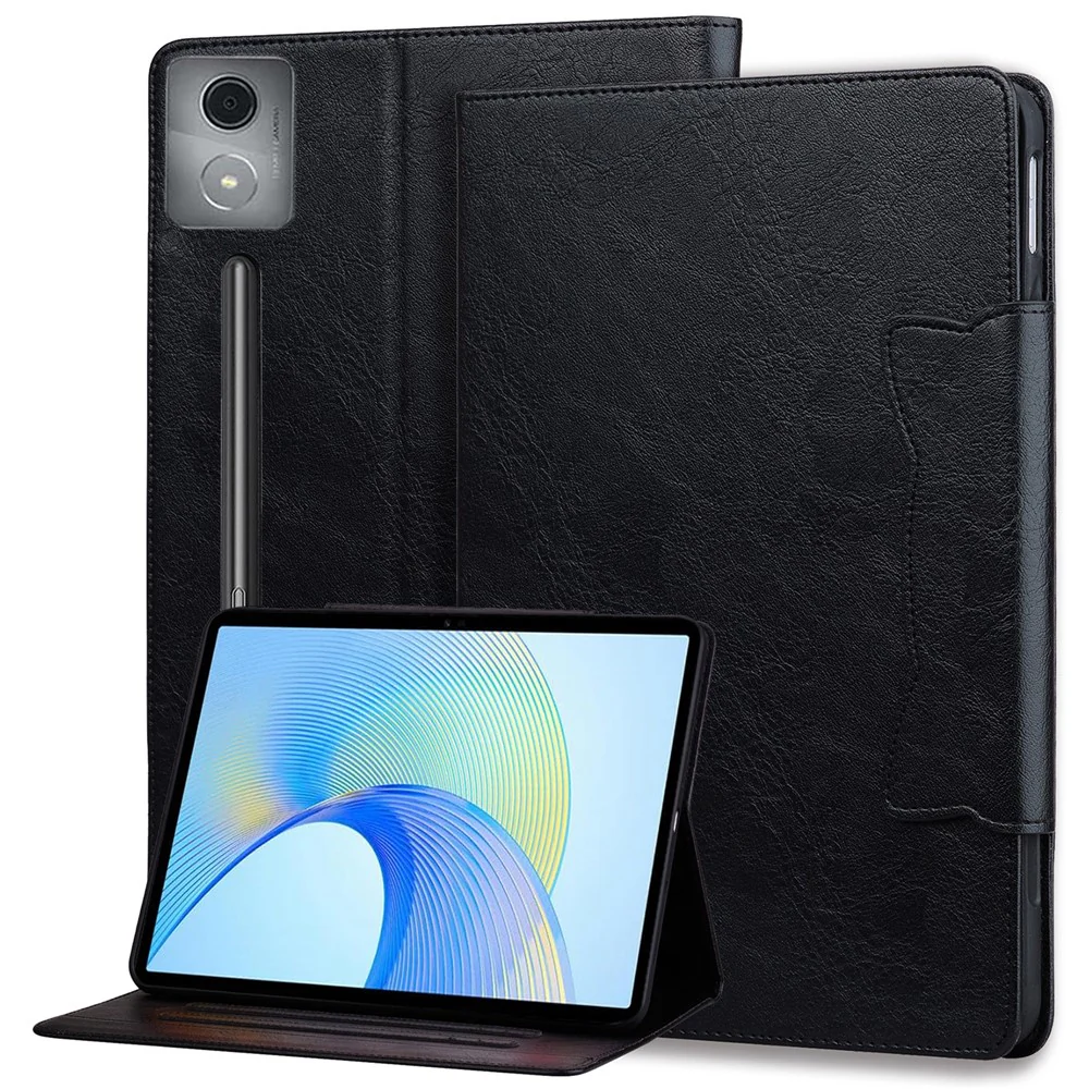 For Lenovo Xiaoxin Pad Pro 12.7 inch Case Cat Buckle Closure Leather Protective Stand Cover - Black - Image 2