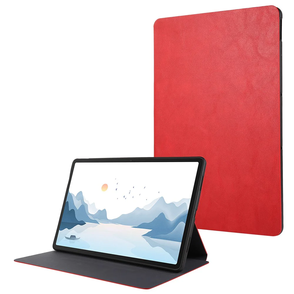 For Lenovo Xiaoxin Pad Pro 12.7 inch Case Shockproof PU Leather Flip Tablet Cover with Stand - Red
