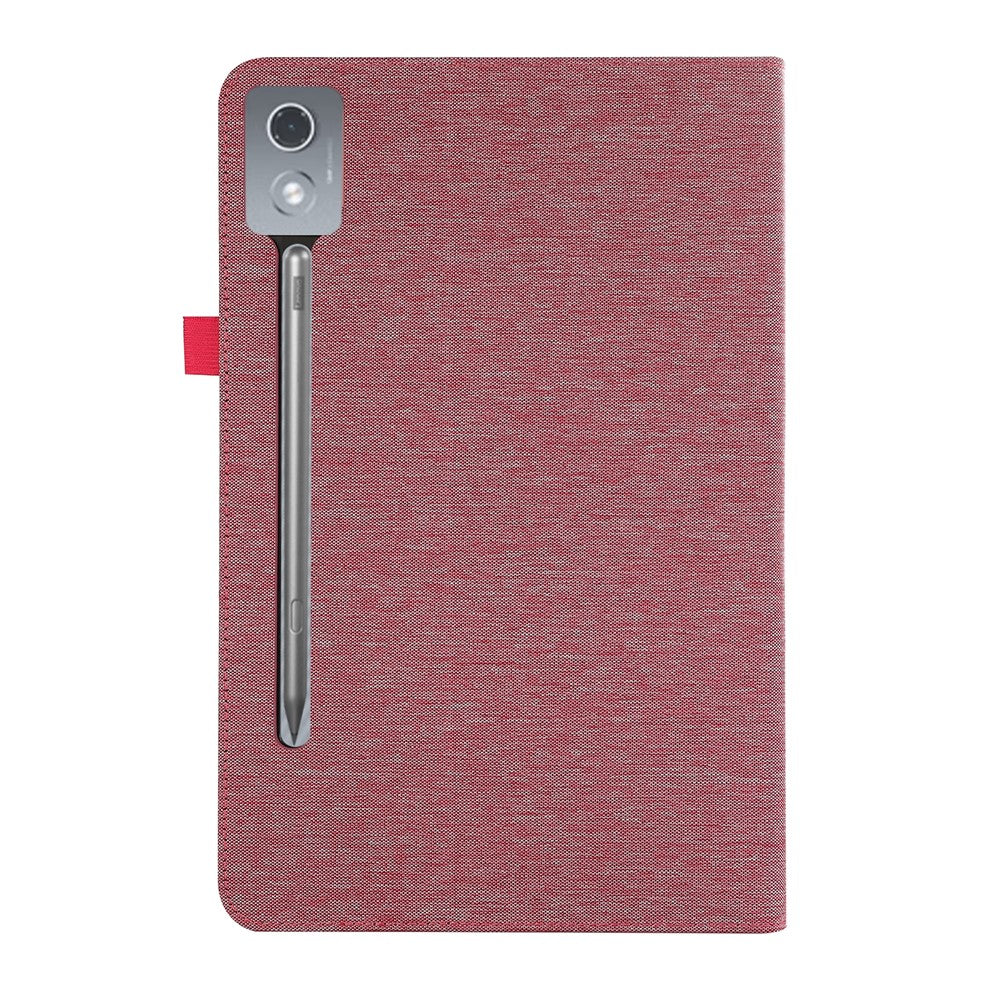 For Lenovo Xiaoxin Pad Pro 12.7 inch Leather Case Card Holder Cloth Texture Tablet Stand Cover - Pink - Image 6