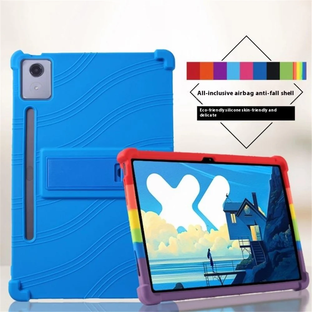 For Lenovo Xiaoxin Pad Pro 12.7 inch / Pad Pro 12.7 (2025) Silicone Case with Kickstand Rugged Protective Cover - Baby Blue - Image 5