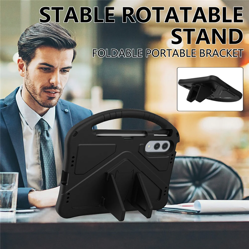 For Lenovo Xiaoxin Pad Pro GT Case EVA Tablet Cover with Handle Kickstand Children Friendly - Black - Image 2